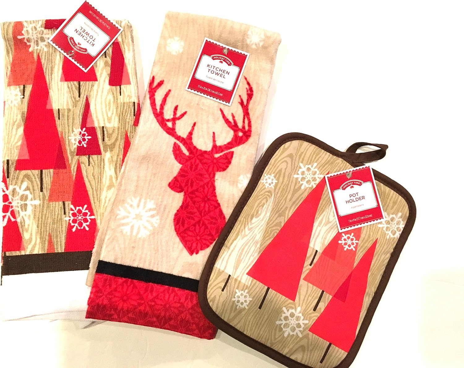 Deer Holiday Time Reindeer Kitchen Towel Set