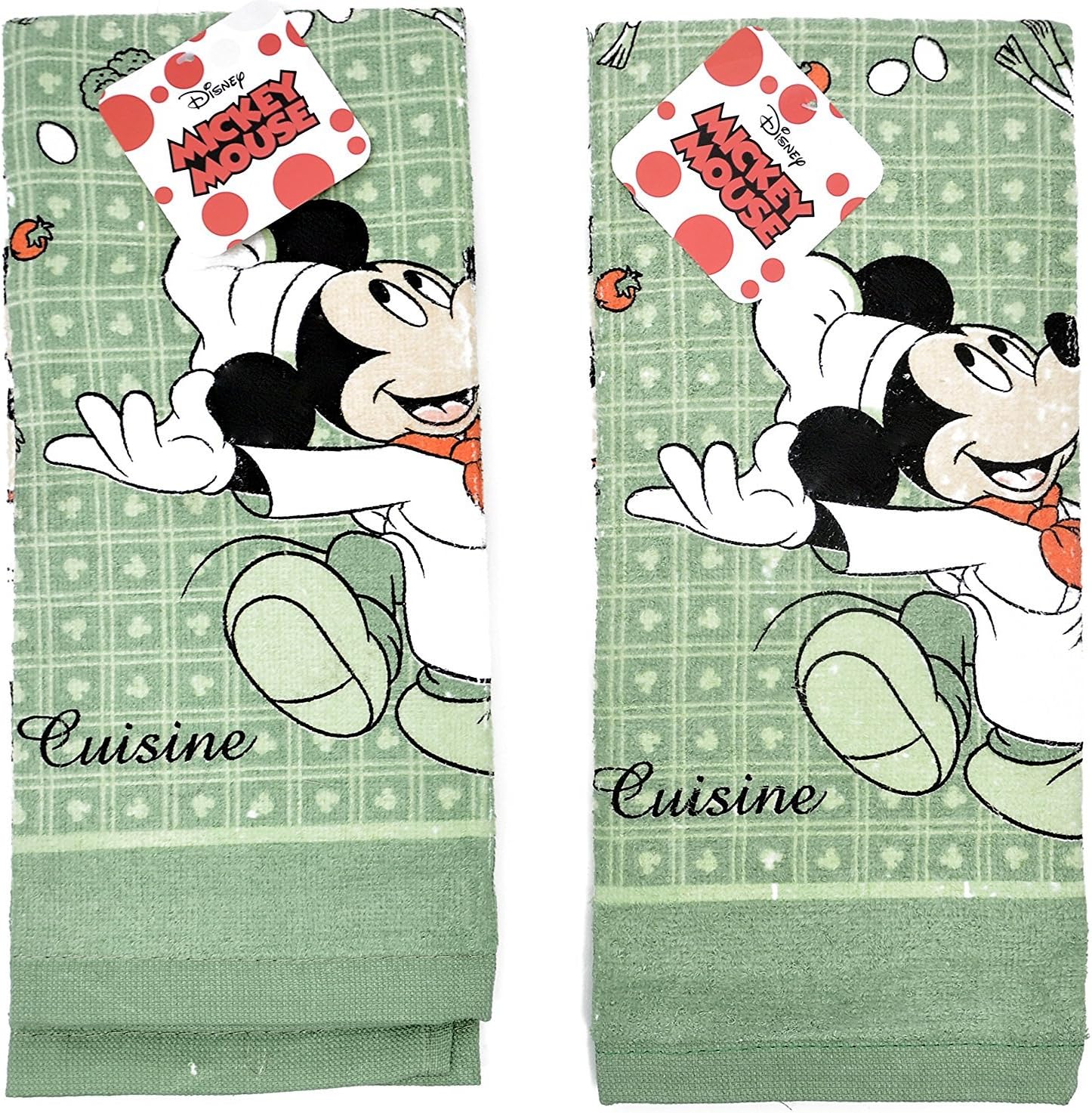 Disney Dish Towels 2 Piece Set Mickey Mouse Green
