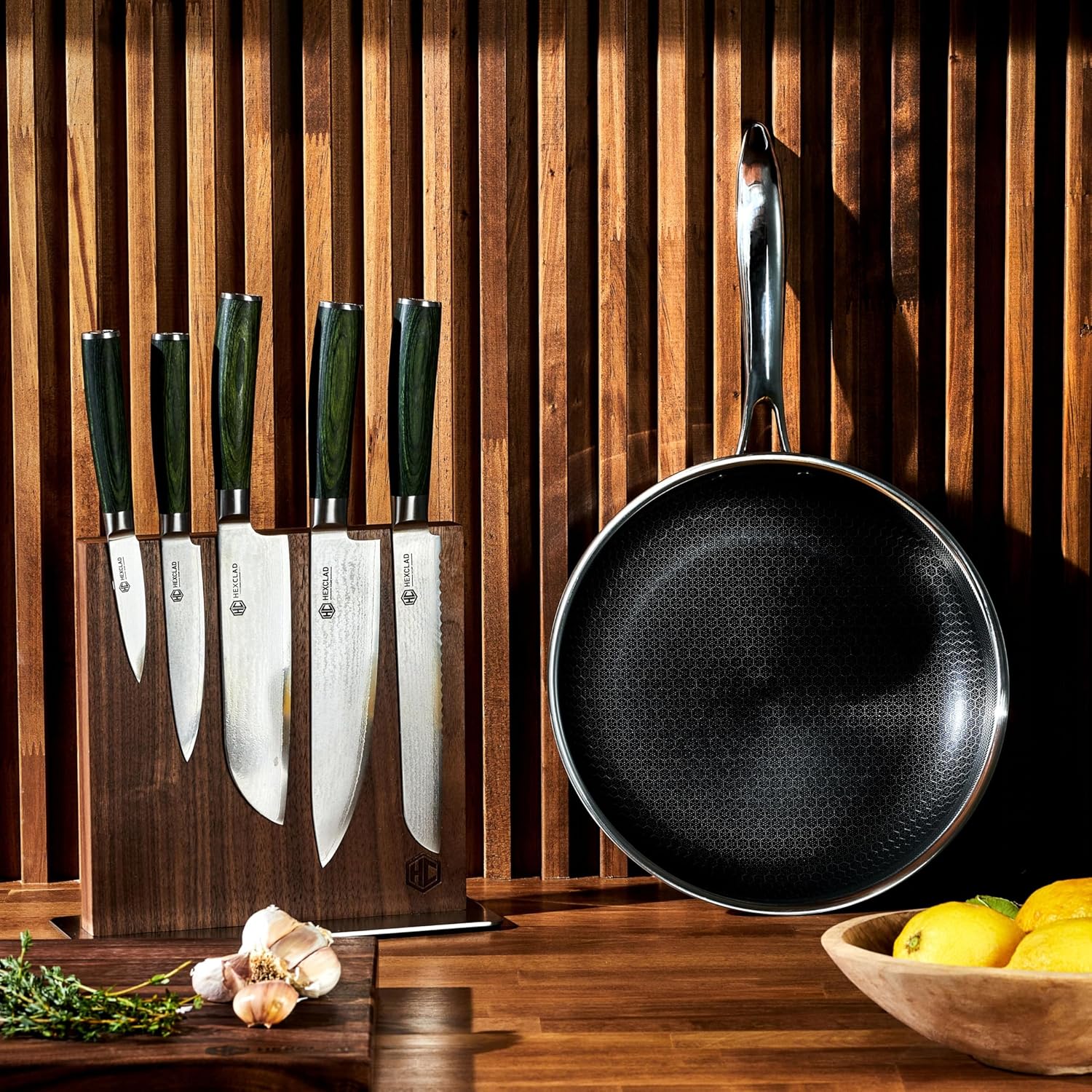 HexClad Magnetic Walnut Knife Block Holder