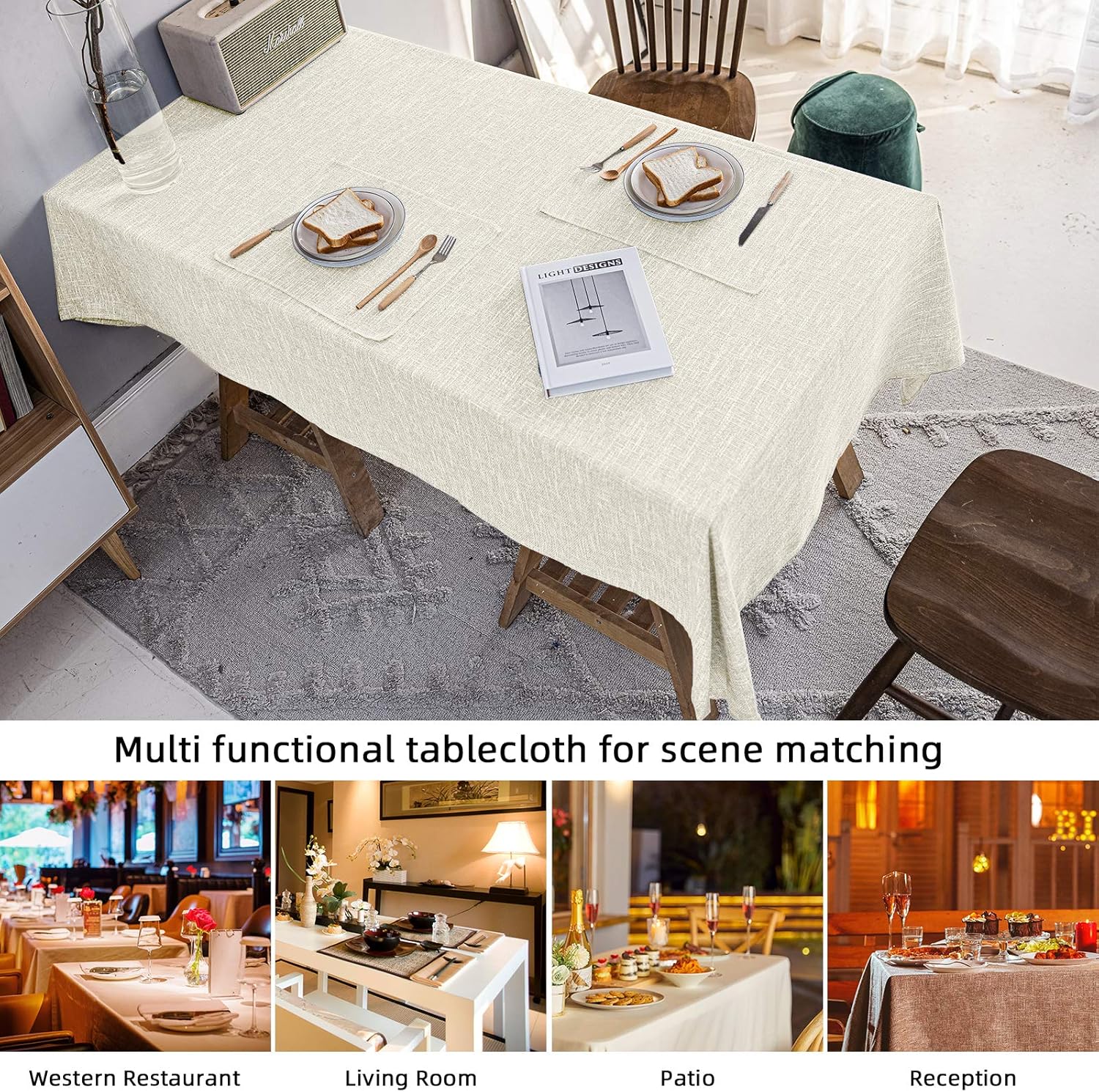 Waterproof Cotton Linen Tablecloth 54x54