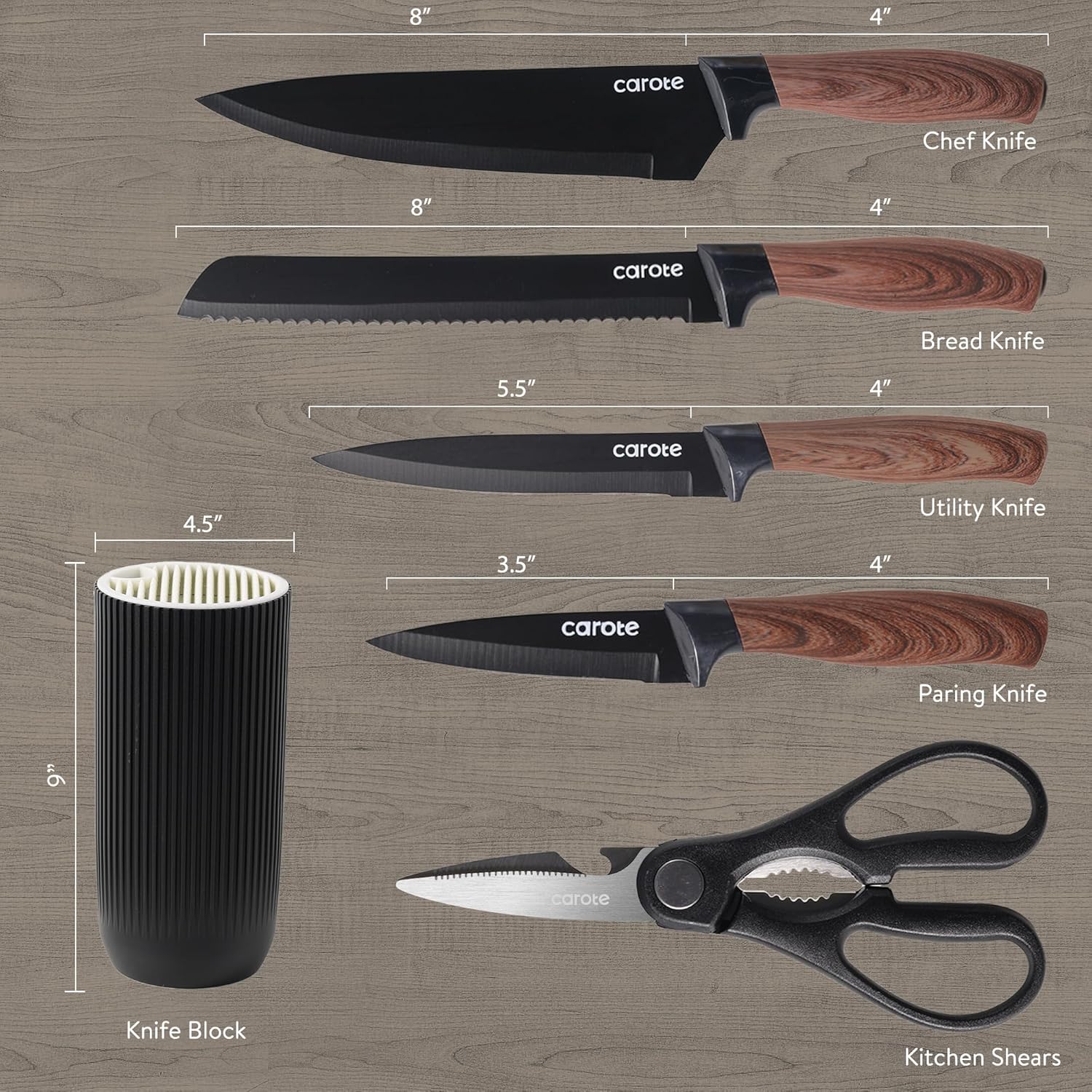 Complete 6-Piece Kitchen Knife Set with Precision