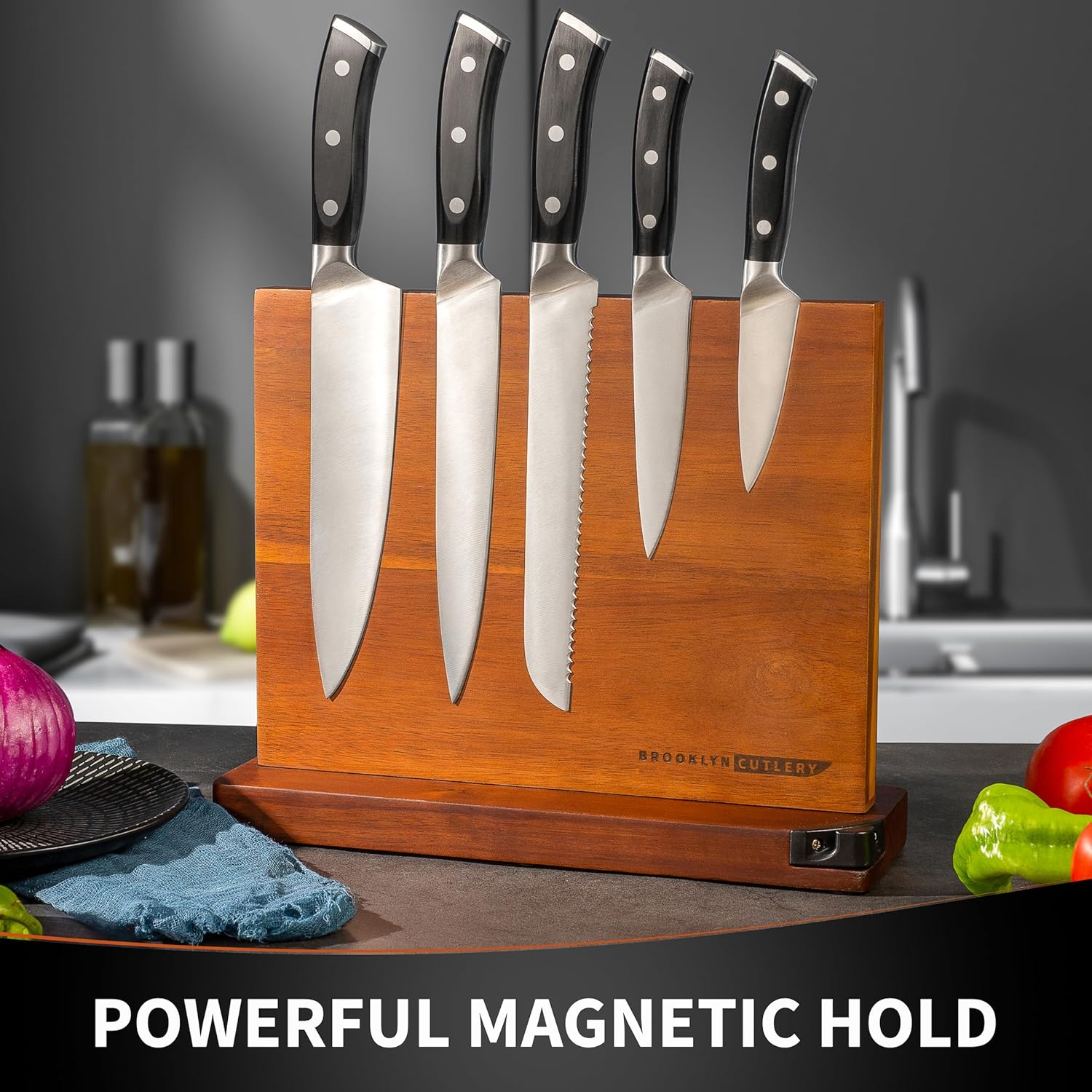 Magnetic Knife Block with Acacia Wood