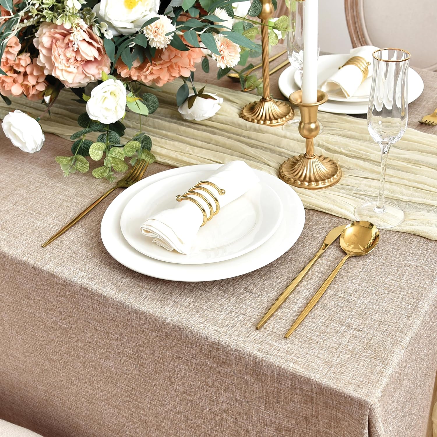 Compact Elegant Fitable Linen Tablecloth for Stain-Resistant Use