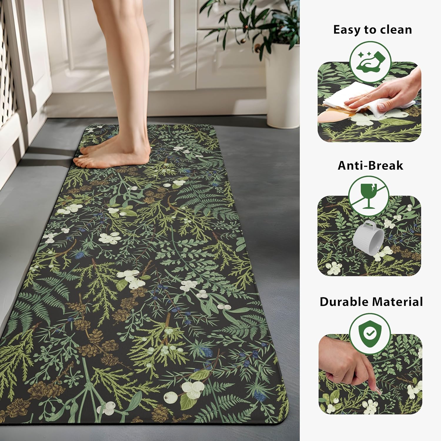 Botanical Kitchen Rugs Set of 2