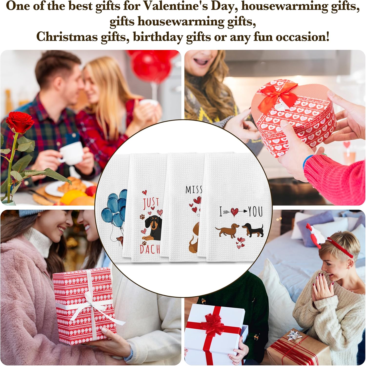 DETIHO Dachshund Gift Set for Women Kitchen Towels with a Sweet Dog