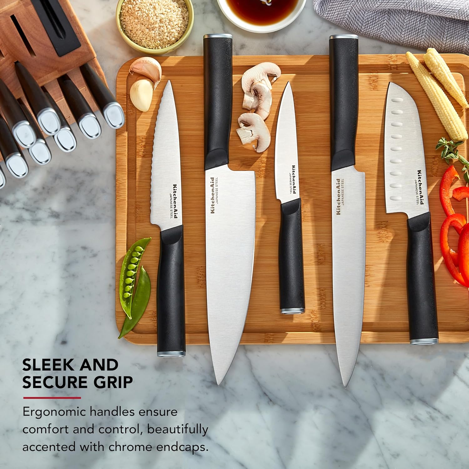 KitchenAid Classic Step Knife Block Set with Built-In Sharpener