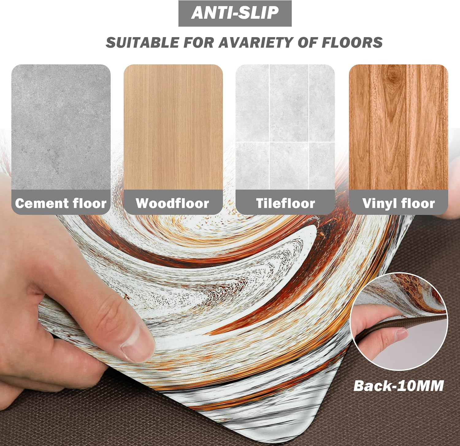 Anti-Fatigue Kitchen Rugs Memory Foam Premium Feel