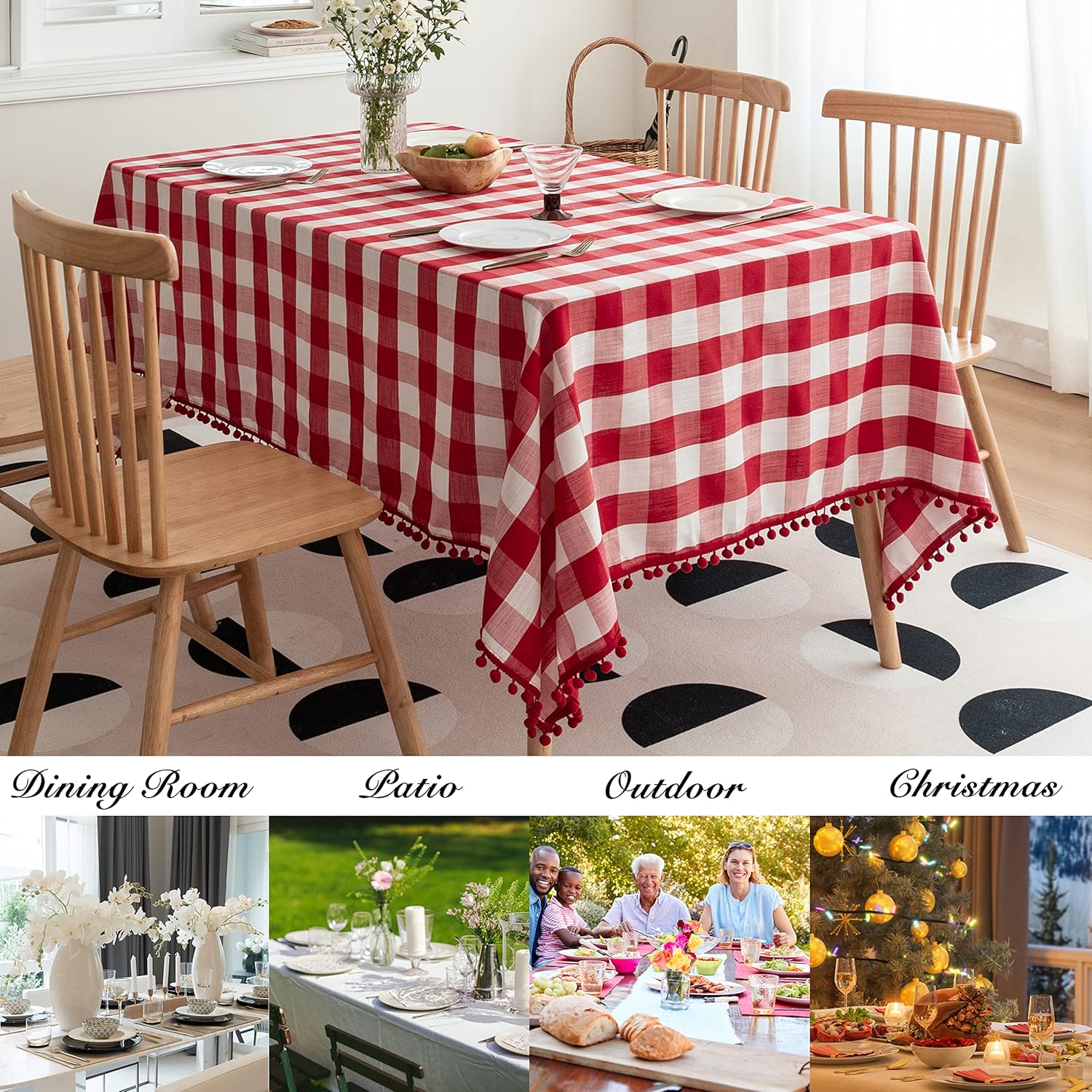 Experience Christmas Time in Style with Our Red and White Checkered Tablecloth