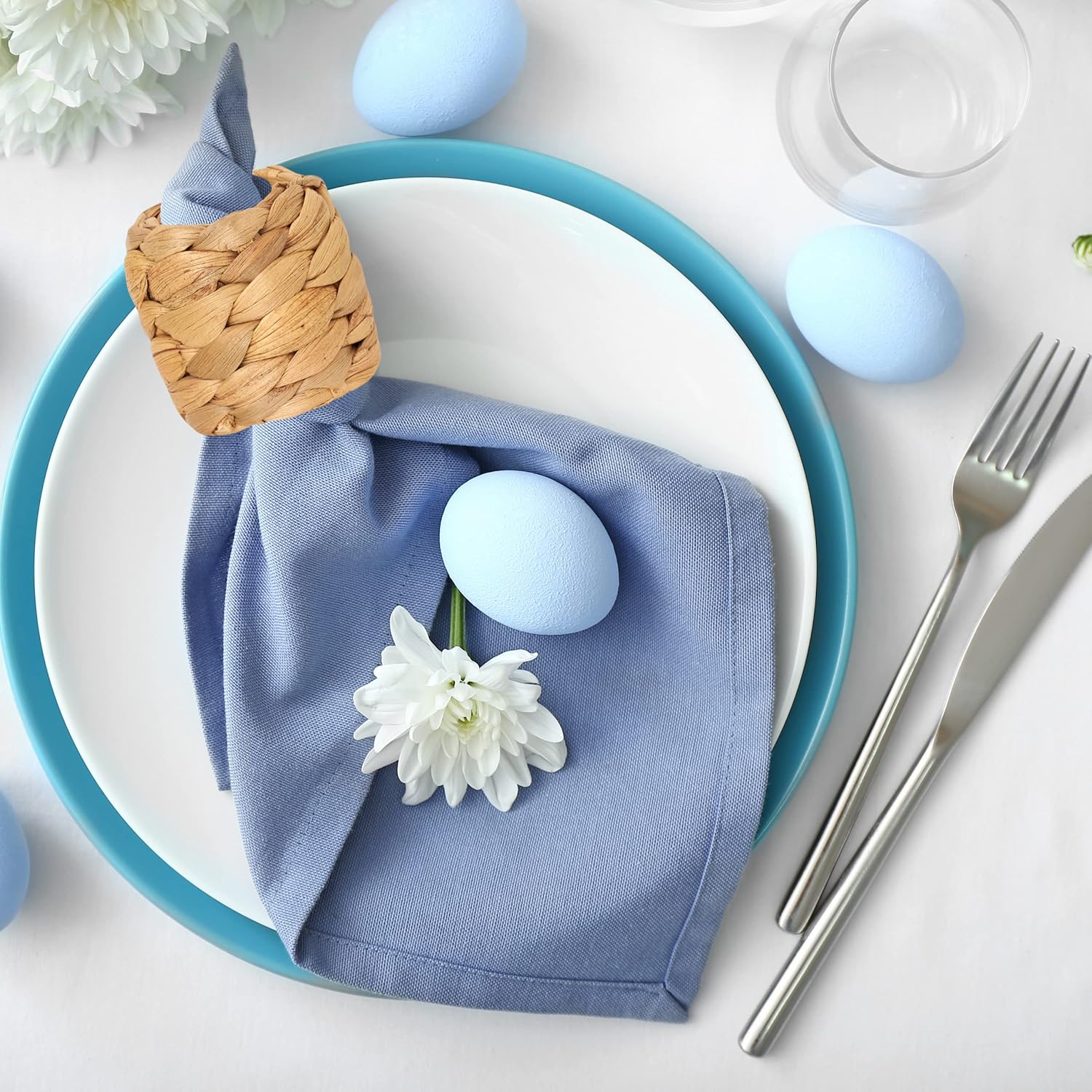 Eco-Friendly Napkin Rings WITH 20 Woven Hyacinth Napkins