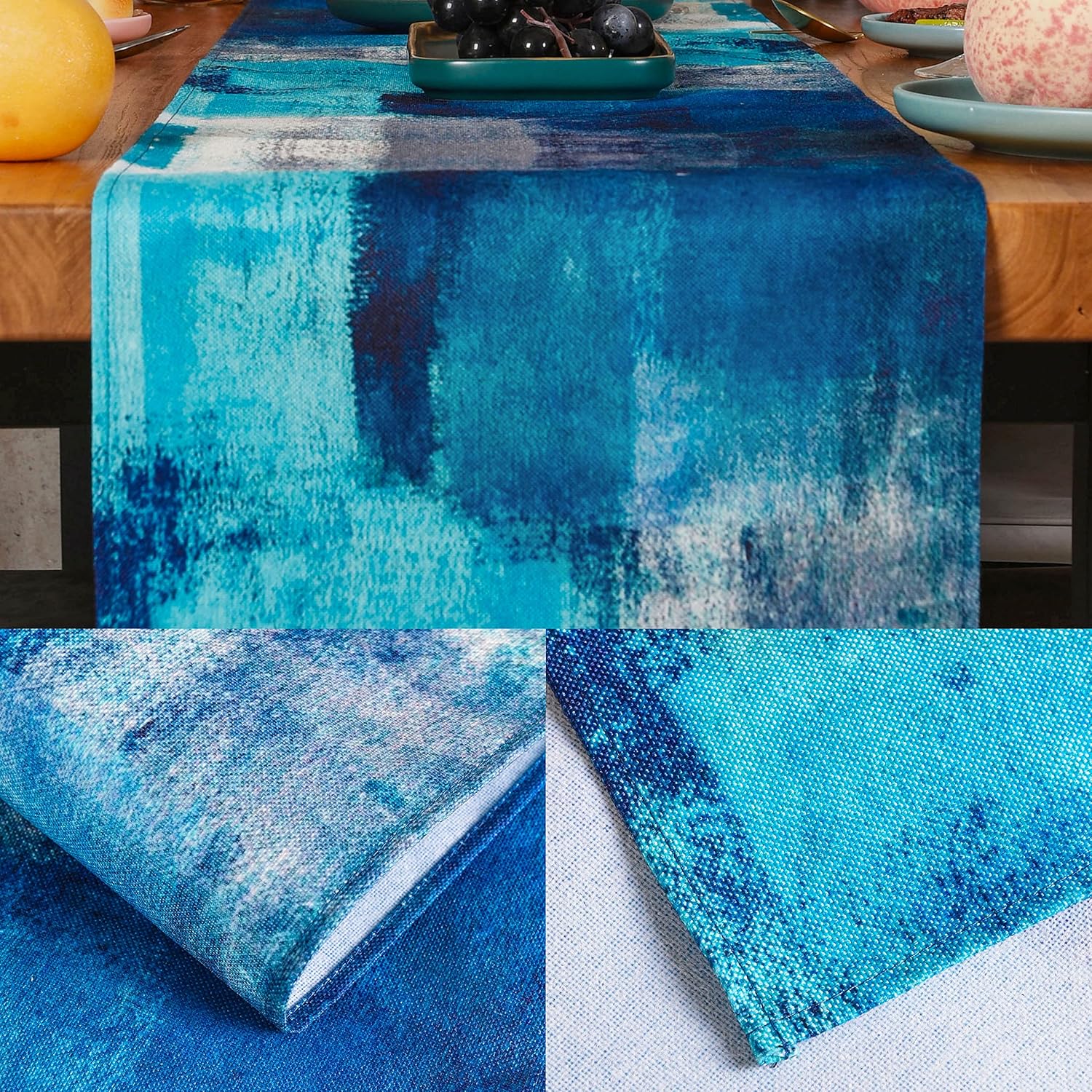 Winotic Delight Table Runner Turquoise Art Design 13x90 inches